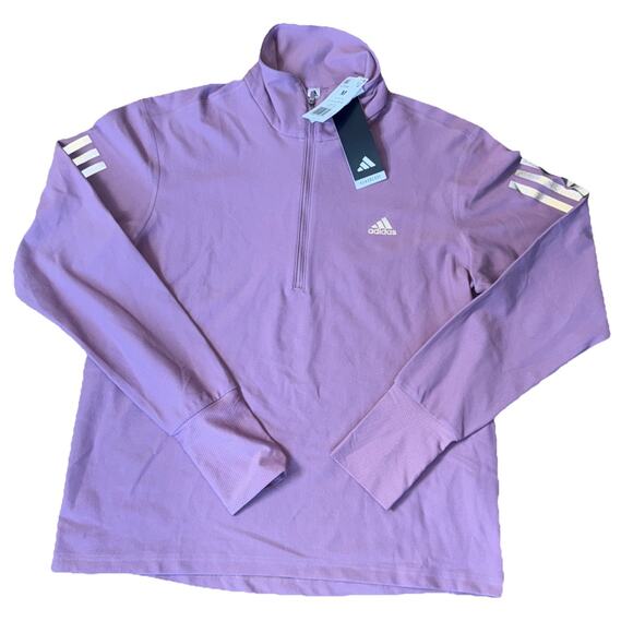 Adidas Women Own the Run Half-Zip Jacket Medium In Wonder Orchid NEW NWT - Picture 3 of 6